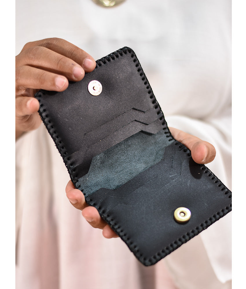 Black Beaded Wallet handmade in Egypt and available at Jozee Boutique.
