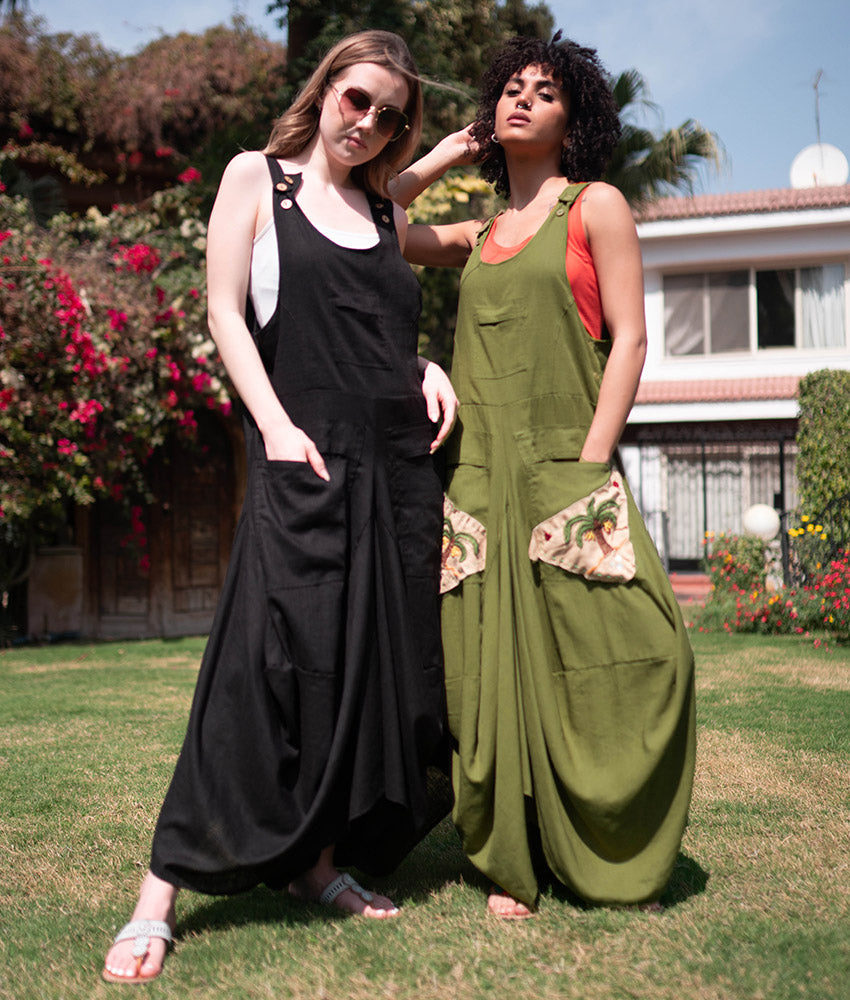 Black Linen Sleeveless Salodress handmade in Egypt & available at Jozee boutique