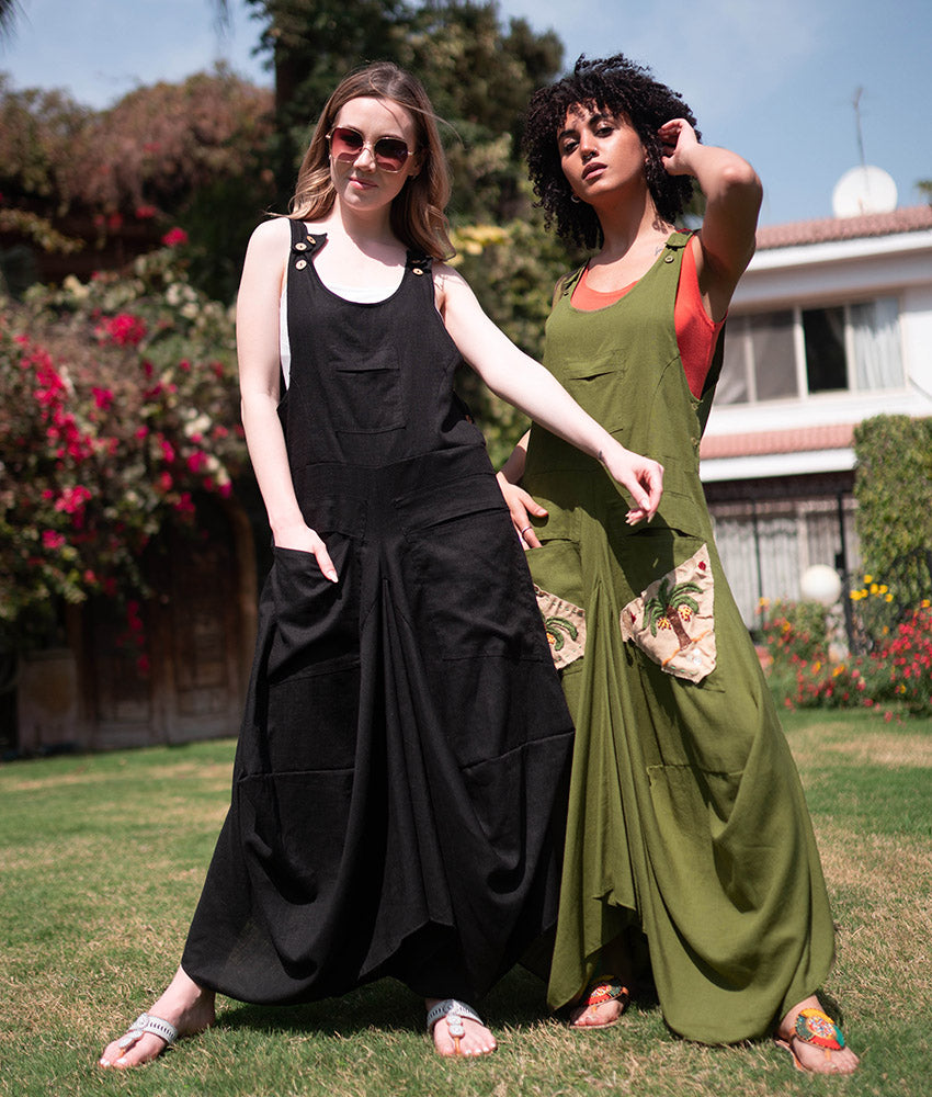 Black Linen Sleeveless Salodress handmade in Egypt & available at Jozee boutique