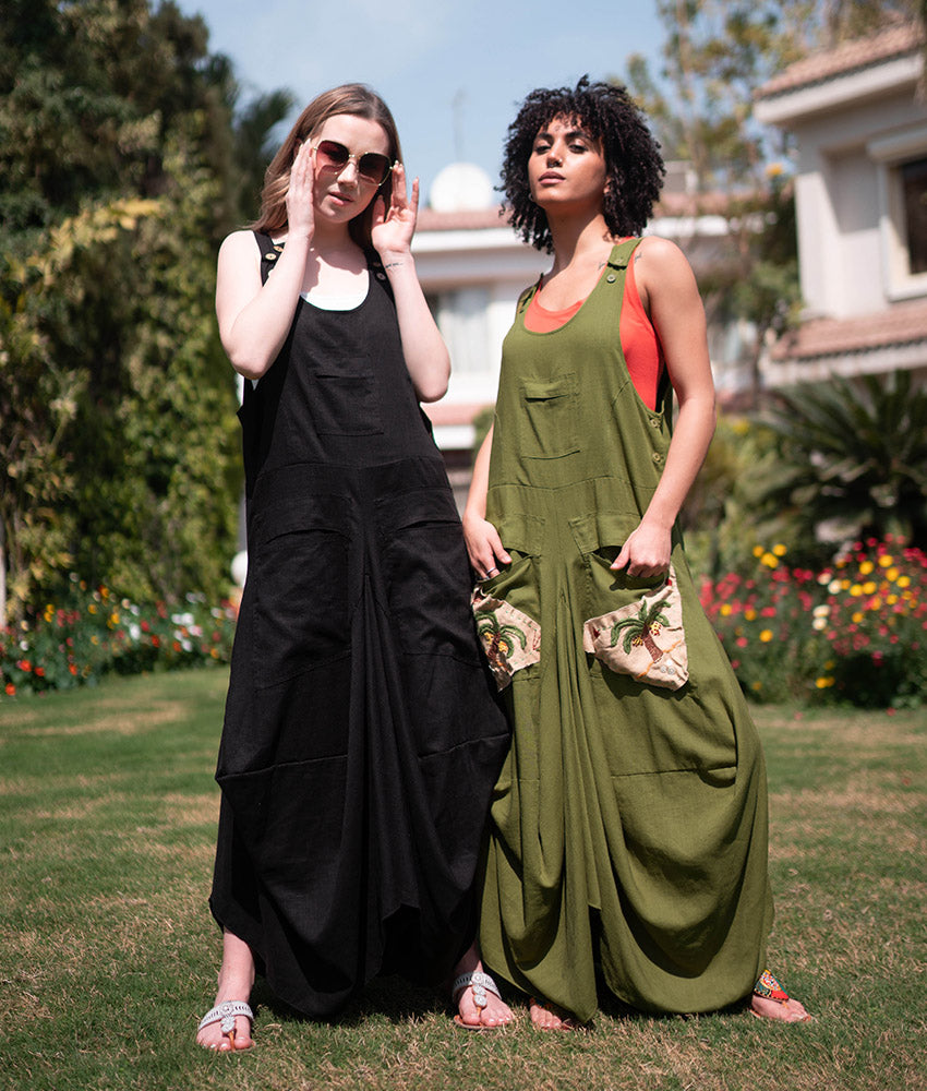 Black Linen Sleeveless Salodress handmade in Egypt & available at Jozee boutique