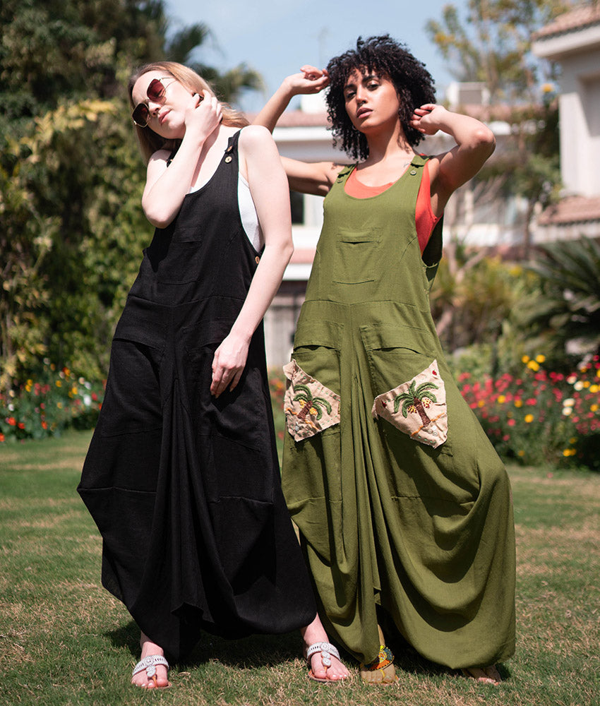 Black Linen Sleeveless Salodress handmade in Egypt & available at Jozee boutique