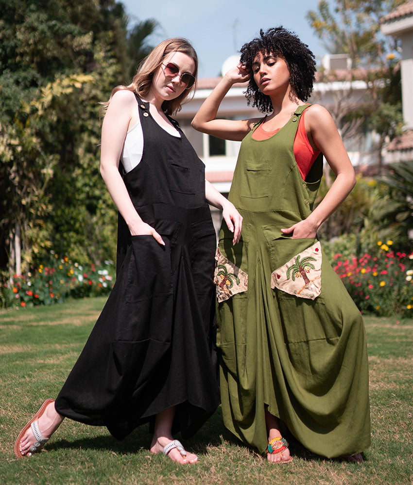 Black Linen Sleeveless Salodress handmade in Egypt & available at Jozee boutique