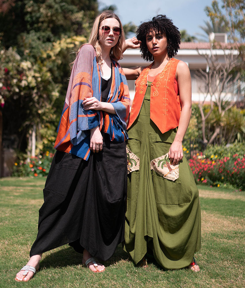 Black Linen Sleeveless Salodress handmade in Egypt & available at Jozee boutique