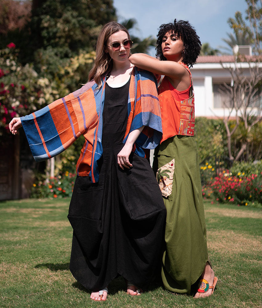 Black Linen Sleeveless Salodress handmade in Egypt & available at Jozee boutique