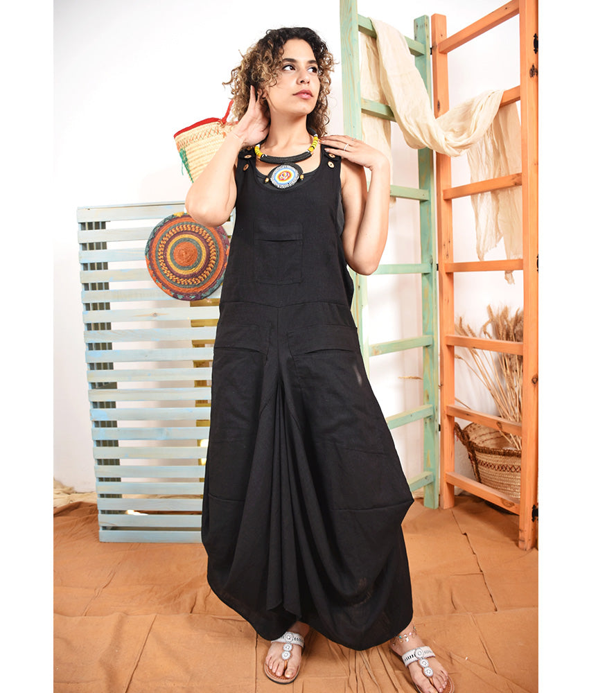 Black Linen Sleeveless Salodress handmade in Egypt & available at Jozee boutique