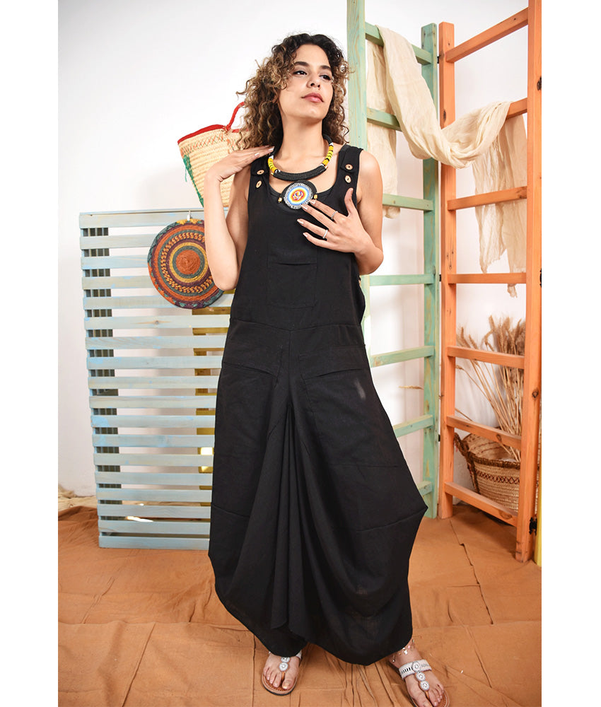 Black Linen Sleeveless Salodress handmade in Egypt & available at Jozee boutique