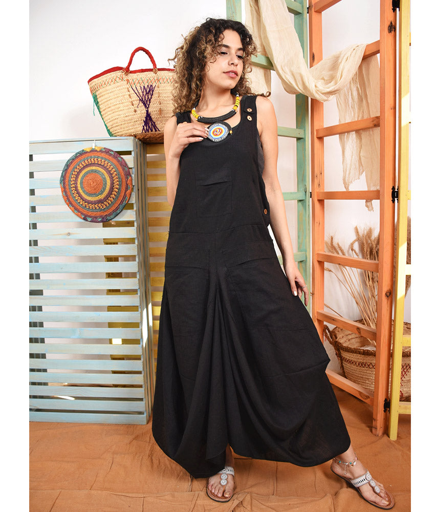 Black Linen Sleeveless Salodress handmade in Egypt & available at Jozee boutique