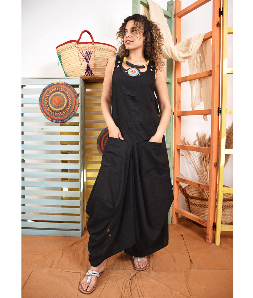 Black Linen Sleeveless Salodress handmade in Egypt & available at Jozee boutique
