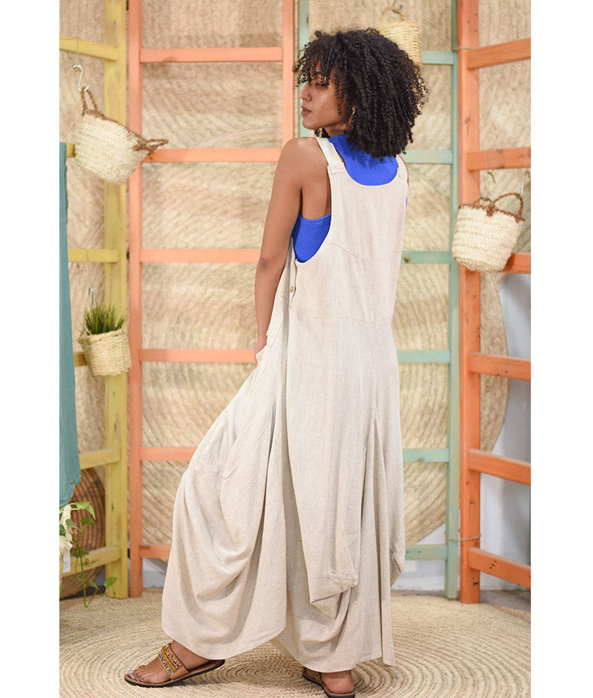 Dark Beige Linen Sleeveless Salodress