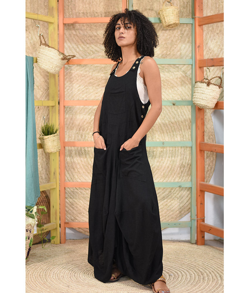 Black Linen Sleeveless Salodress handmade in Egypt & available at Jozee boutique