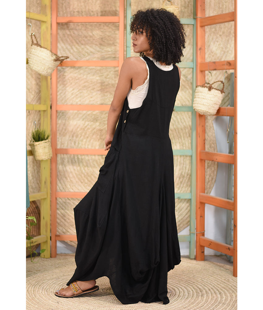 Black Linen Sleeveless Salodress handmade in Egypt & available at Jozee boutique