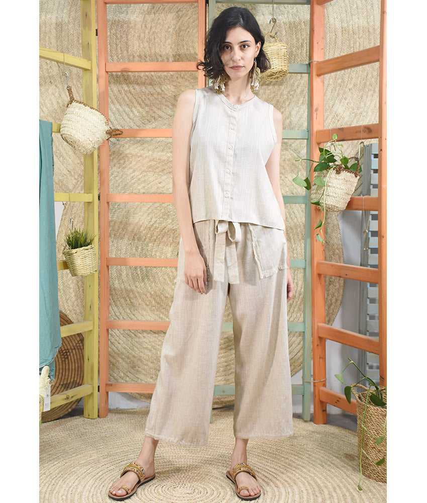 Beige Linen Pants made in Egypt & available in Jozee boutique
