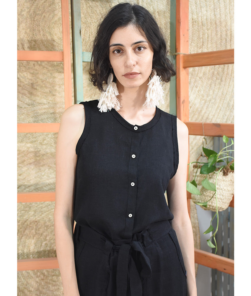 Black Linen Pants made in Egypt & available in Jozee boutique