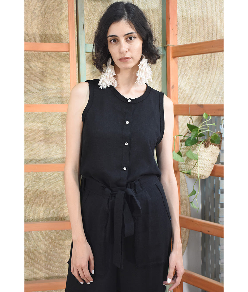 Black Linen Pants made in Egypt & available in Jozee boutique
