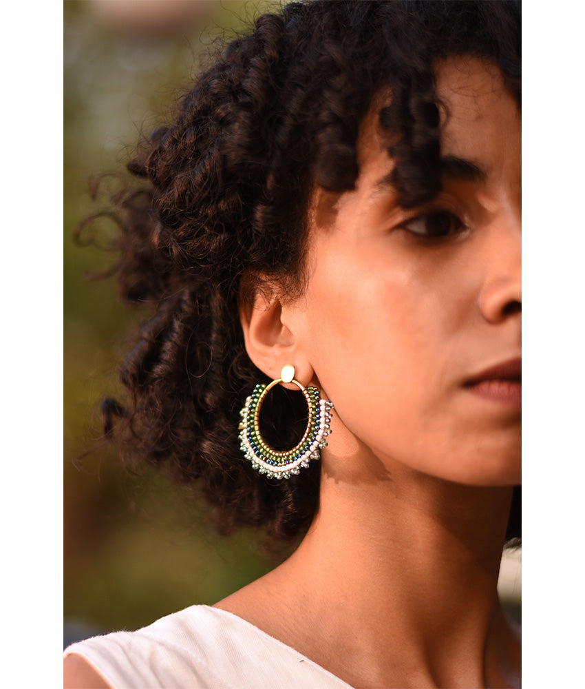 Multicolored Beaded Copper Earrings handmade in Egypt & available in Jozee Boutique