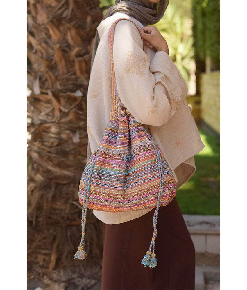 Multicolored Embroidered Saint Catherine Hand Bag