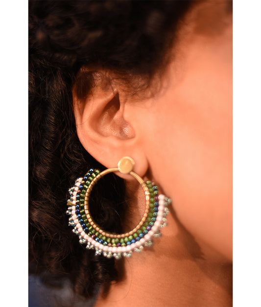 Multicolored Beaded Copper Earrings handmade in Egypt & available in Jozee Boutique