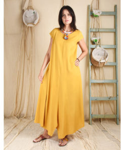 mustard short sleeve dress