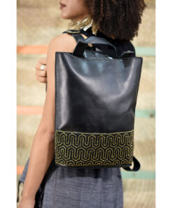 Black Beaded Backpack handmade in Egypt & available at Jozee Boutique.