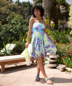 Mint & purple Tie Dyed Cotton Gypsy Skirt/Dress handmade in Egypt & available at Jozee Boutique.