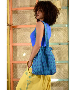 Blue Beaded Saint Catherine handbag handmade in Egypt & available in Jozee boutique