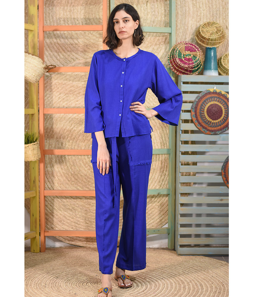 Electric Blue Linen Pants (2 sizes) - Jozee Boutique
