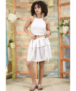 White Viscose Skirt/Cover Up Handwoven Viscose Top made in Egypt & available in Jozee boutique