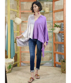 Lavender & White Handwoven Viscose Top made in Egypt & available in Jozee boutique