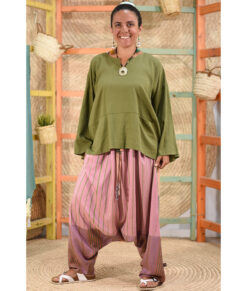 Dark Rose Viscose Harem Pants handmade in Egypt & available at Jozee Boutique.