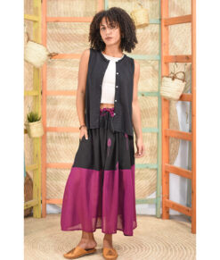 Black & purple Viscose Skirt handmade in Egypt & available in Jozee boutique