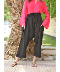 Black Linen Baggy Harem Pants handmade in Egypt & available in Jozee Boutique