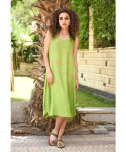 Green Viscose Midi Sleeveless Dress Handmade in Egypt & available in Jozee boutique