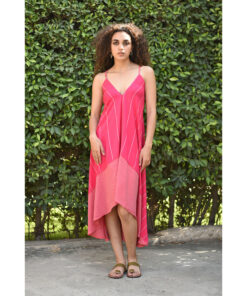 Fuchsia Backless Viscose Midi Dress made in Egypt & available in Jozee boutique