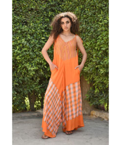 Orange Flowy Jumpsuit/Dress handmade in Egypt & available at Jozee boutique