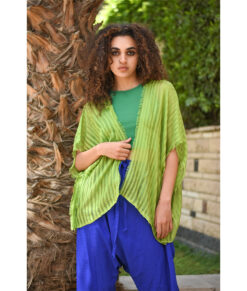 Green Handwoven Viscose Light Cardigan Handmade in Egypt & available in Jozee boutique