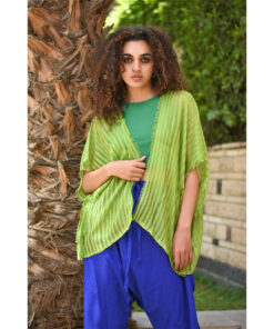 Green Handwoven Viscose Light Cardigan Handmade in Egypt & available in Jozee boutique