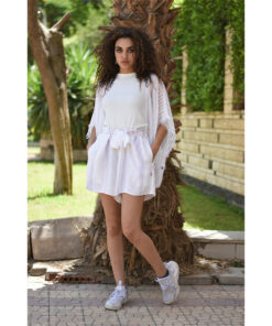 White Adjustable Viscose Shorts handmade in Egypt & available in Jozee boutique