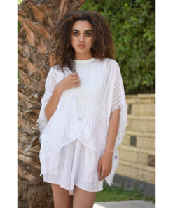 White Handwoven Viscose Light Cardigan Handmade in Egypt & available in Jozee boutique