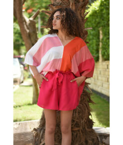 Fuchsia Adjustable Viscose Shorts handmade in Egypt & available in Jozee boutique