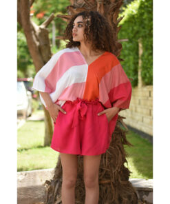 Fuchsia Adjustable Viscose Shorts handmade in Egypt & available in Jozee boutique