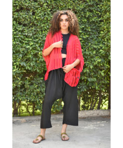 Red Handwoven Viscose Light Cardigan Handmade in Egypt & available in Jozee boutique