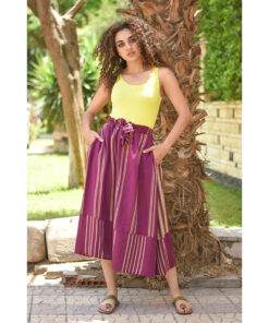 Purple & Yellow Viscose Skirt handmade in Egypt & available in Jozee boutique