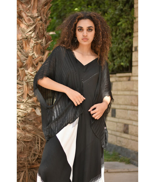 Black Handwoven Viscose Light Cardigan Handmade in Egypt & available in Jozee boutique