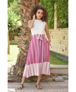 Light Purple & White Viscose Skirt handmade in Egypt & available in Jozee boutique