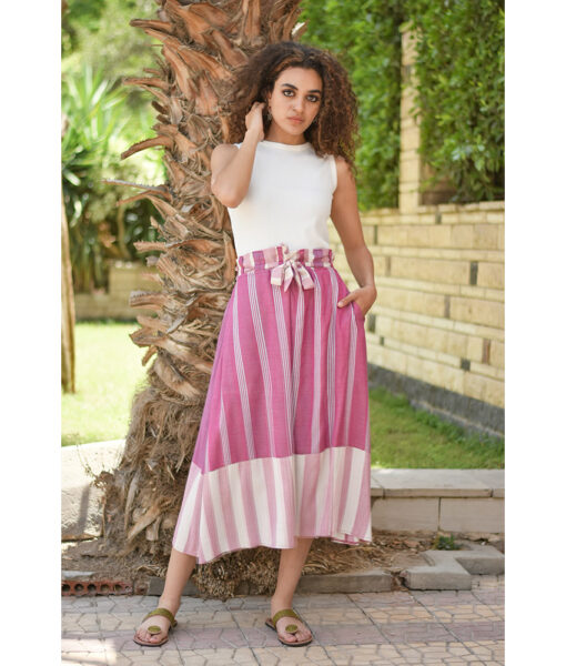 Light Purple & White Viscose Skirt handmade in Egypt & available in Jozee boutique