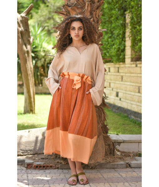 Shades of orange Viscose Skirt handmade in Egypt & available in Jozee boutique