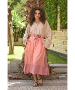 Saumon Viscose Skirt handmade in Egypt & available in Jozee boutique