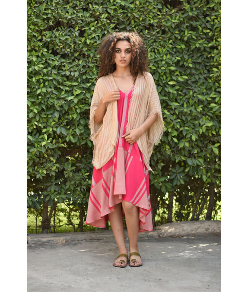 Beige Handwoven Viscose Light Cardigan Handmade in Egypt & available in Jozee boutique