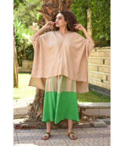 Beige High-Low Viscose Top Handwoven Viscose Top Handmade in Egypt & available in Jozee boutique