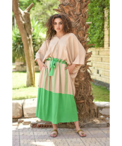 Green & Beige Viscose Skirt handmade in Egypt & available in Jozee boutique